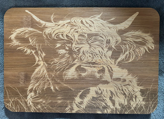 Cow engraved cutting board